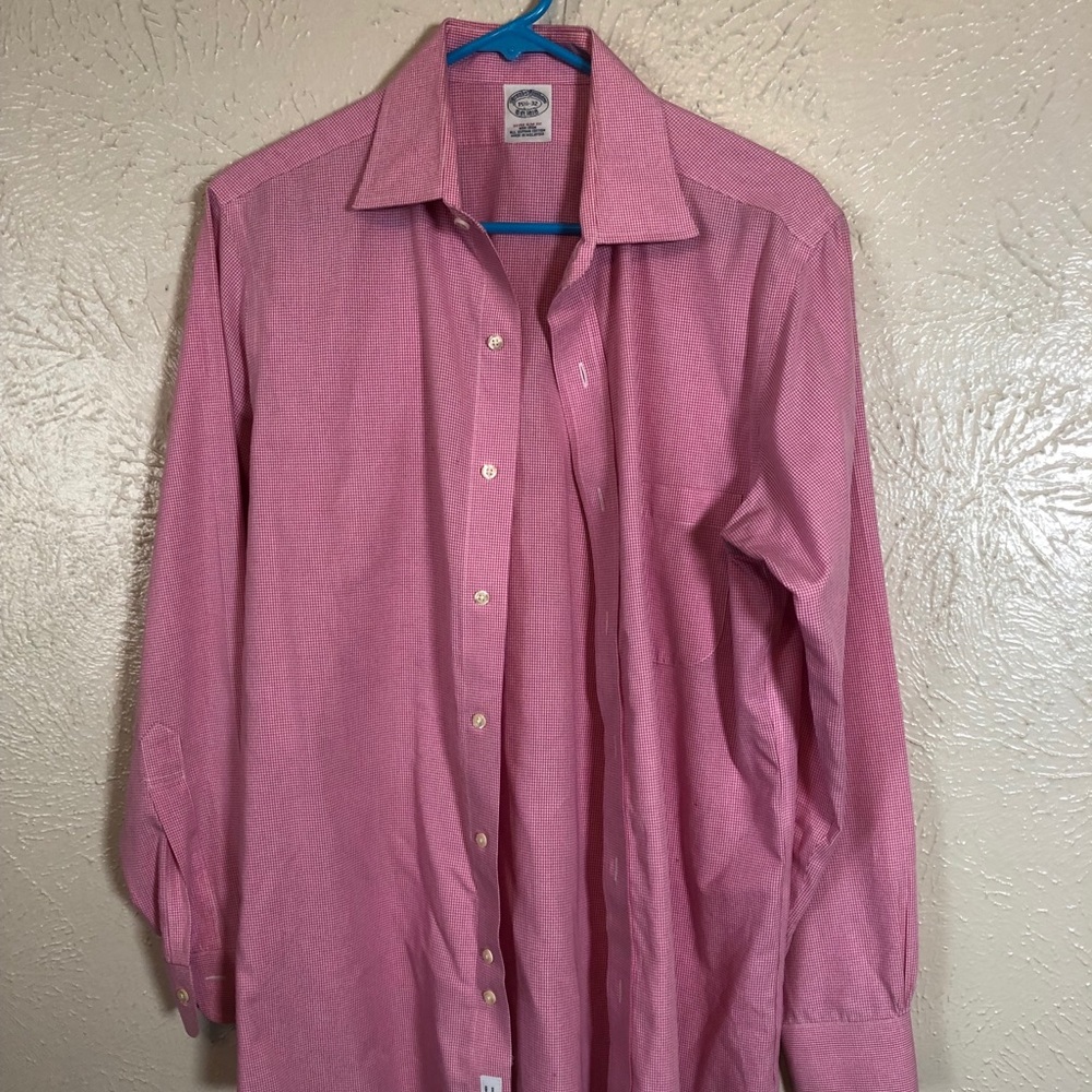 Pink and White Squares Brooks Brothers Dress Shirt